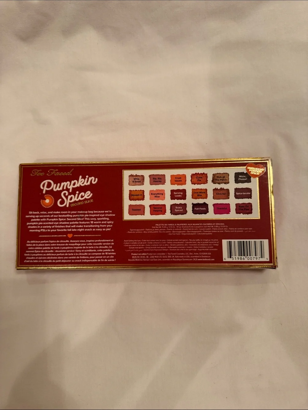 Too Faced Pumpkin Spice Eyeshadow Palette - Orange and Gold Packaging